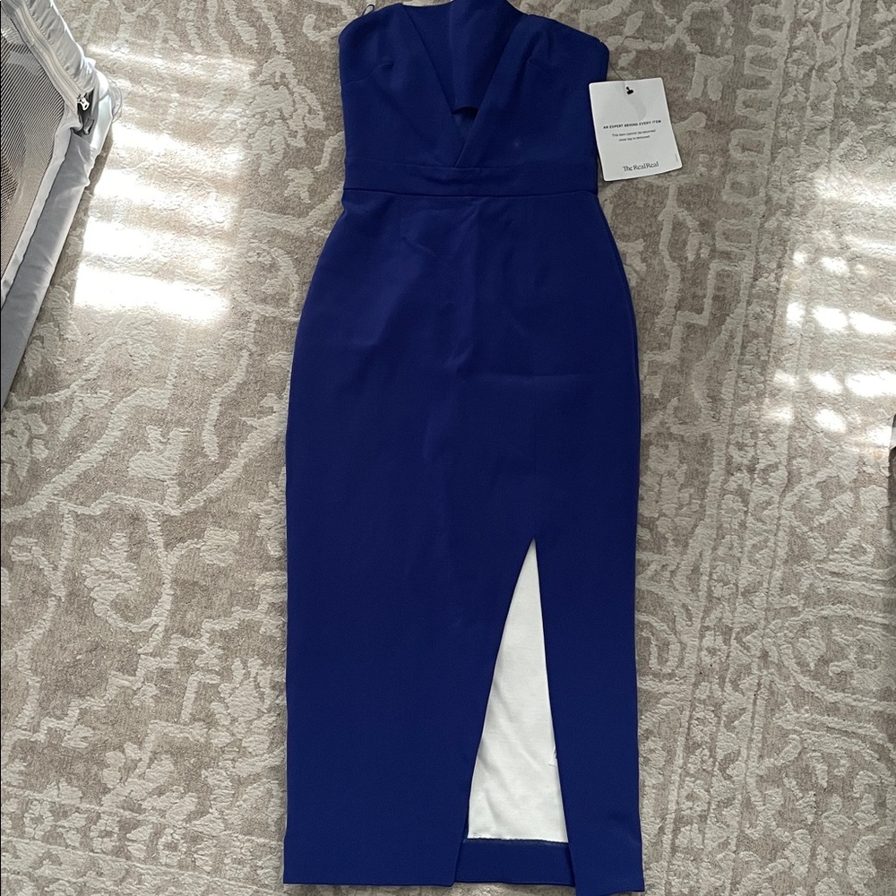 $395 msrp Nicholas silk strapless silk dress Revolve flawed